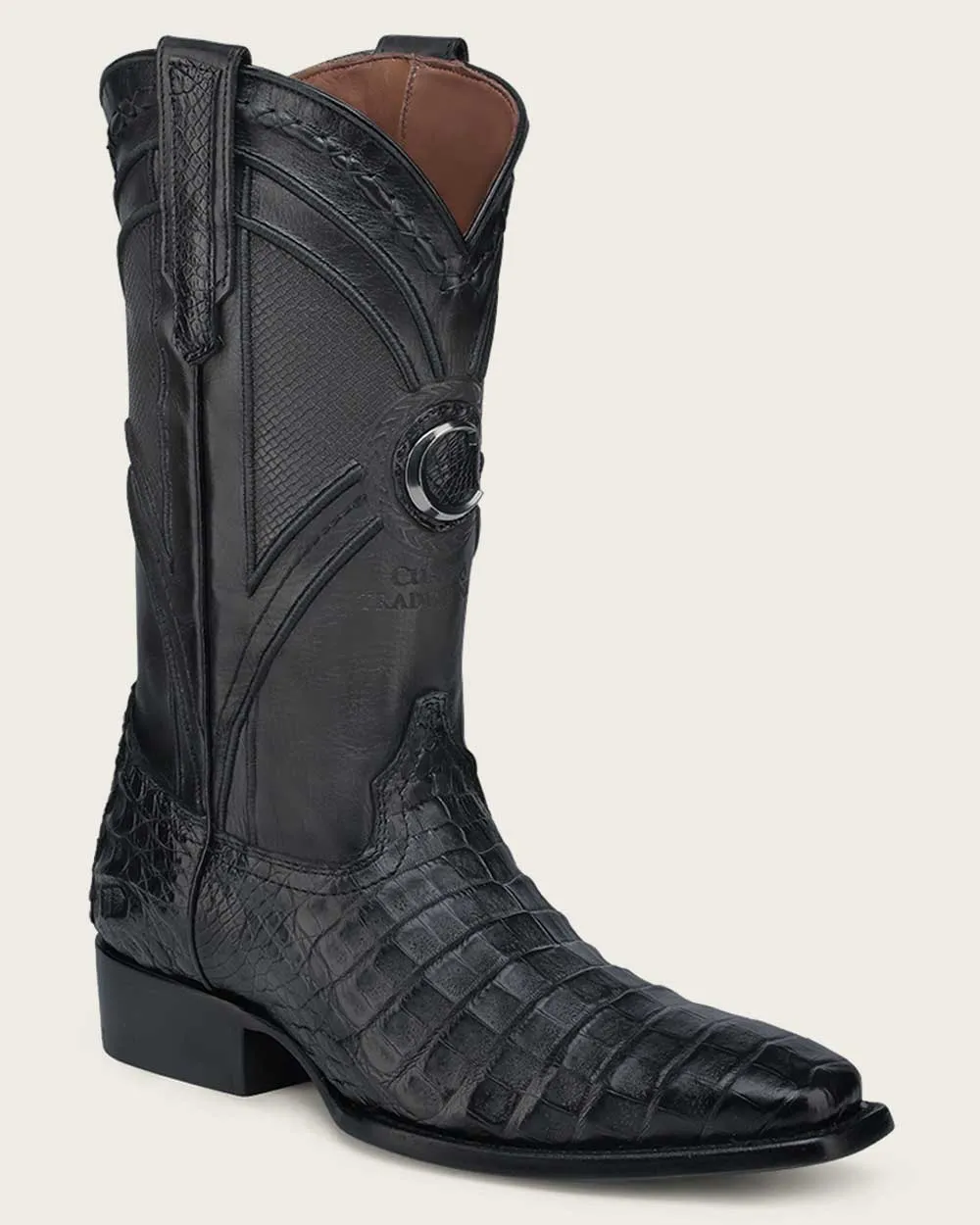 Western black exotic cowboy boot