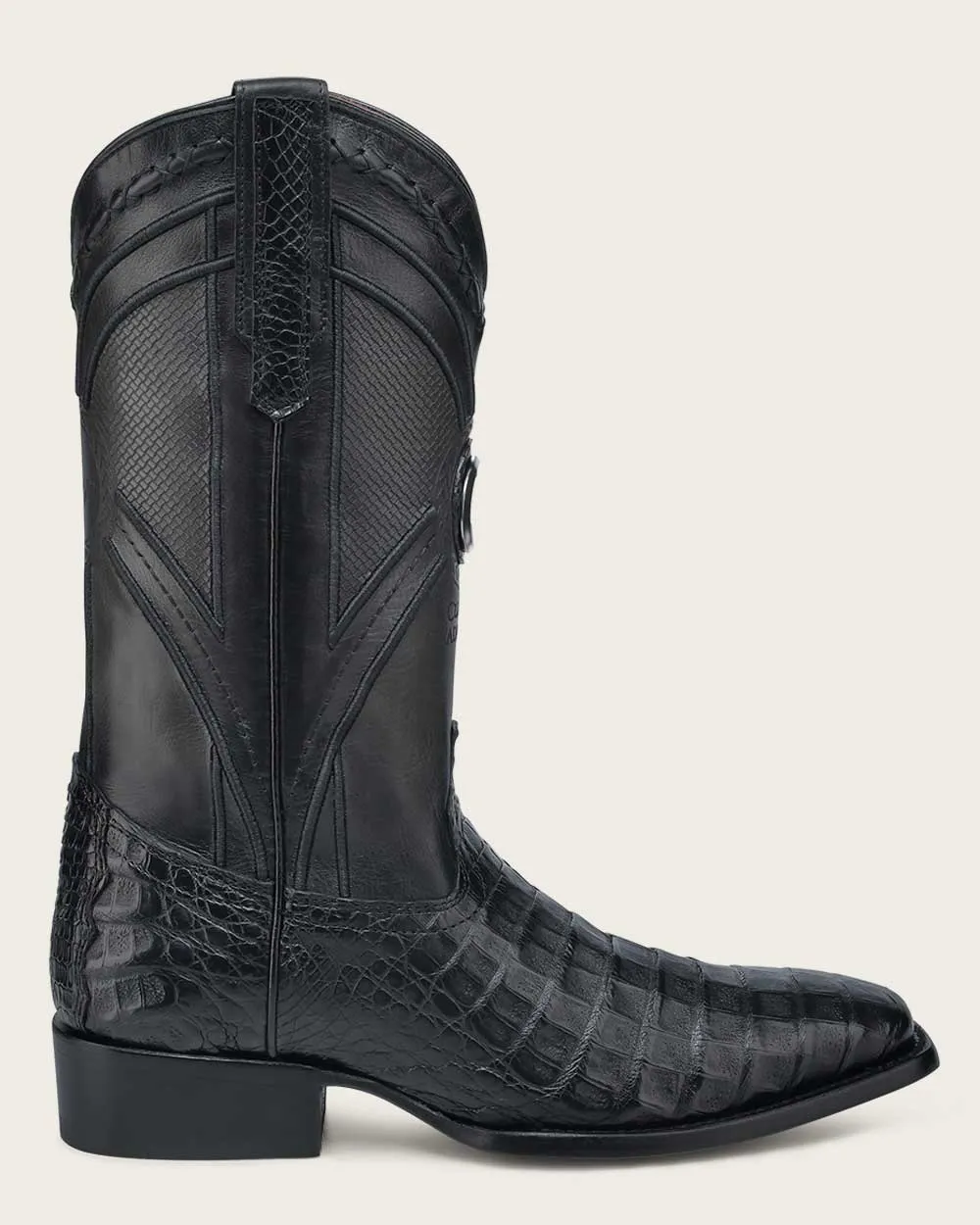 Western black exotic cowboy boot