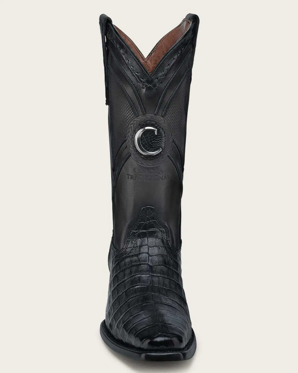 Western black exotic cowboy boot