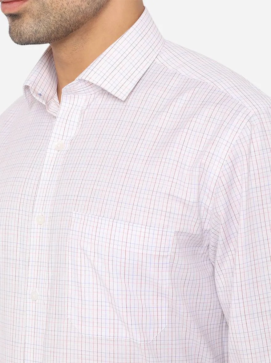 White & Brown Checked Regular Fit Formal Shirt | Greenfibre