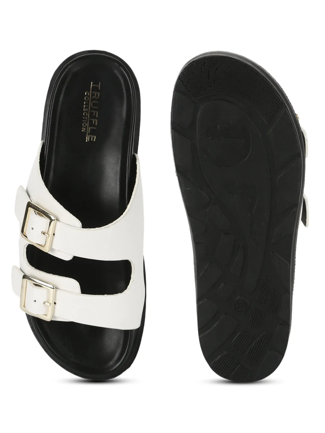 White PU Side Buckle Slides