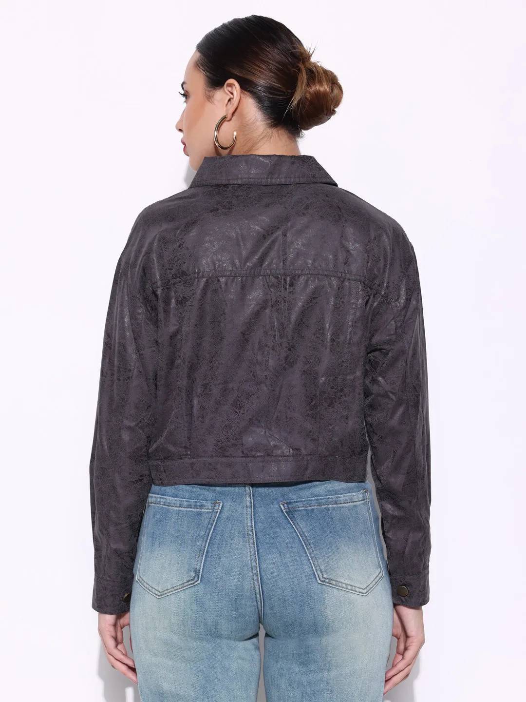 Women Solid Grey Jacket