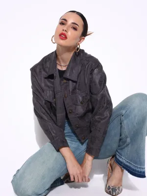 Women Solid Grey Jacket