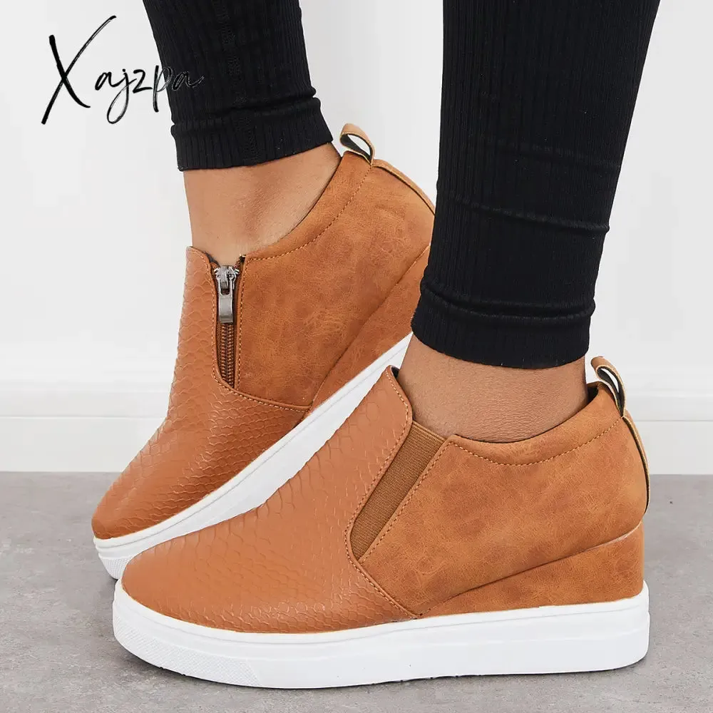 Xajzpa - Women Casual Slip on Platform Wedge Sneakers