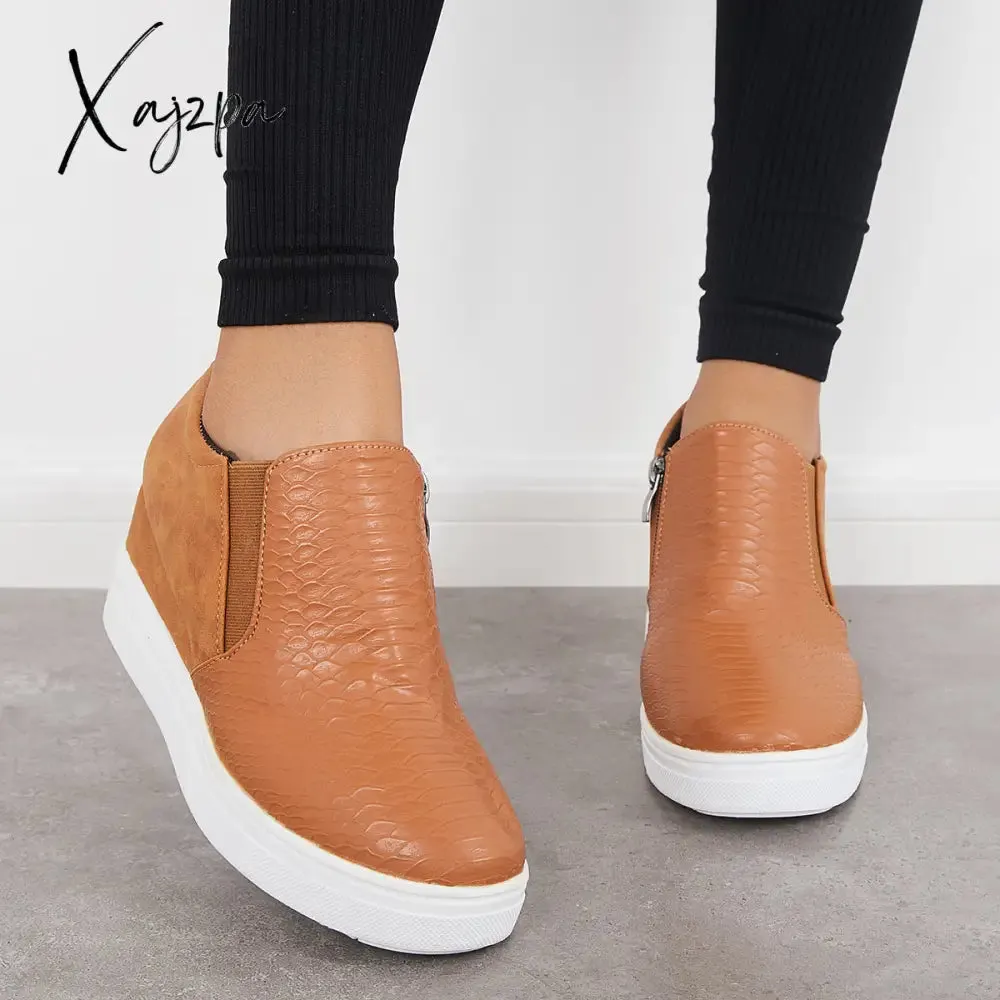 Xajzpa - Women Casual Slip on Platform Wedge Sneakers