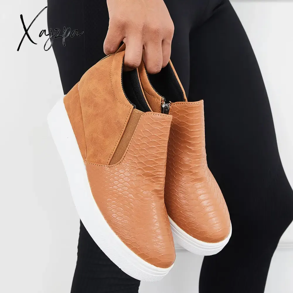 Xajzpa - Women Casual Slip on Platform Wedge Sneakers