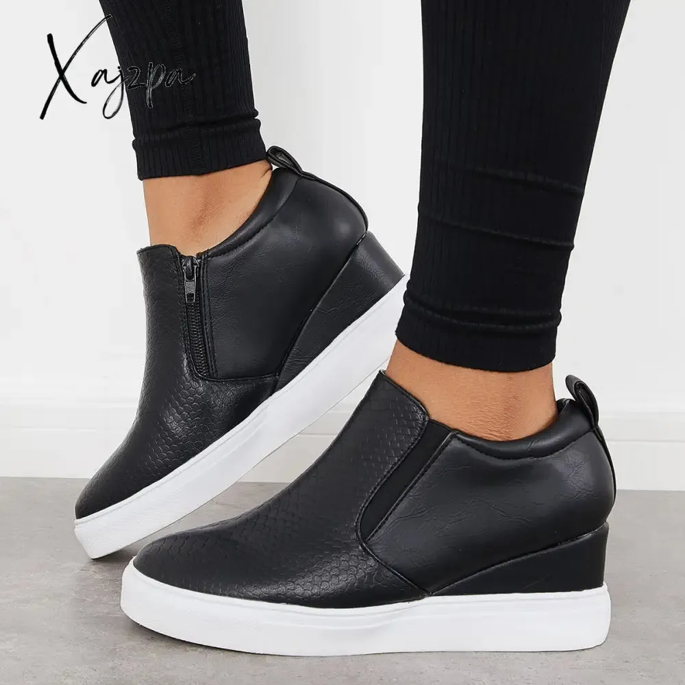 Xajzpa - Women Casual Slip on Platform Wedge Sneakers